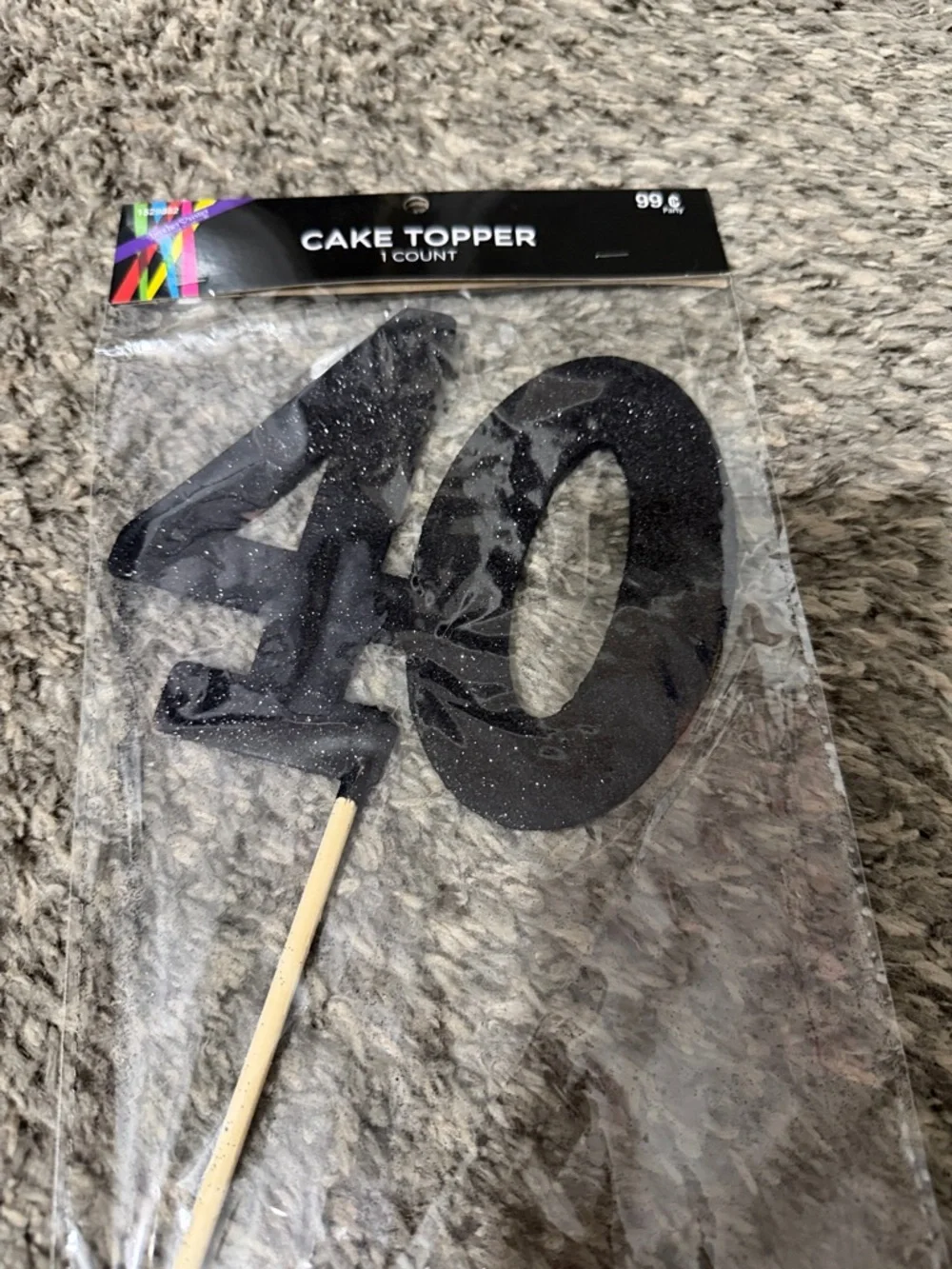 40th Birthday Cake Topper and Party Kit - Black and Rose Gold
